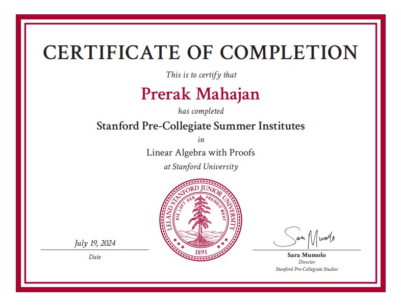 Stanford Certificate